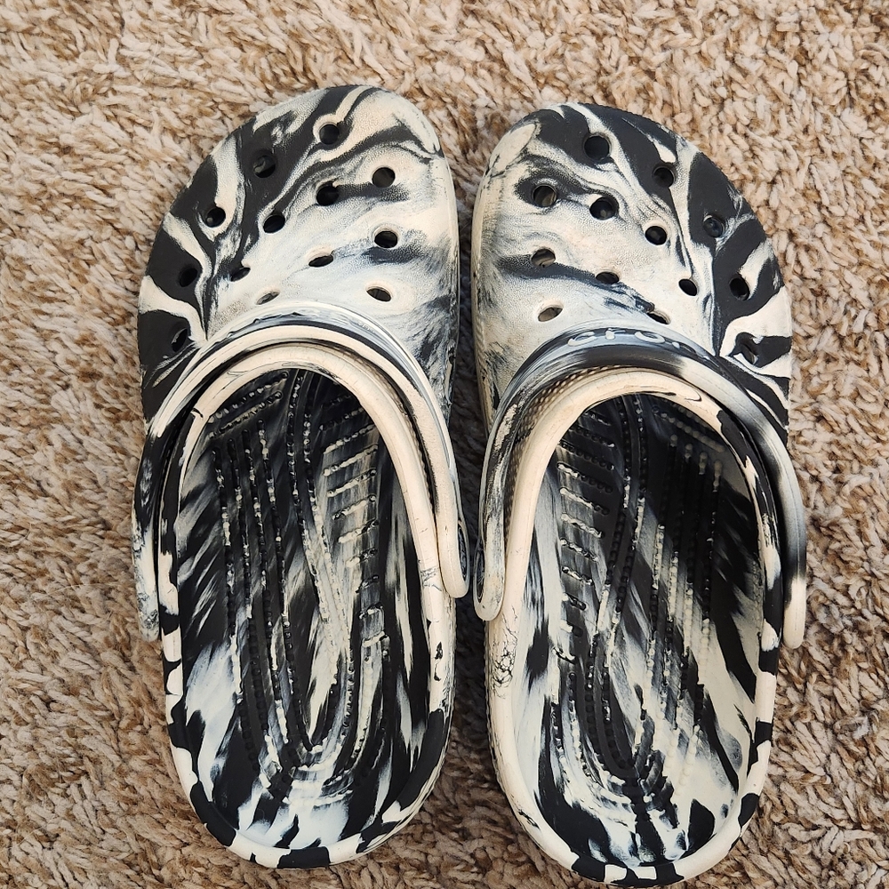 Black and white simply marble crocs for kids